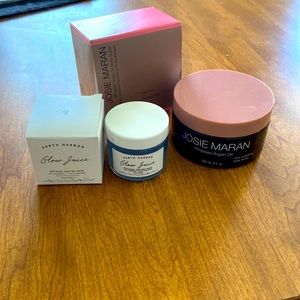 New, but opened Earth Harbor Glow Juice enzyme mask and Josie Maran body butter